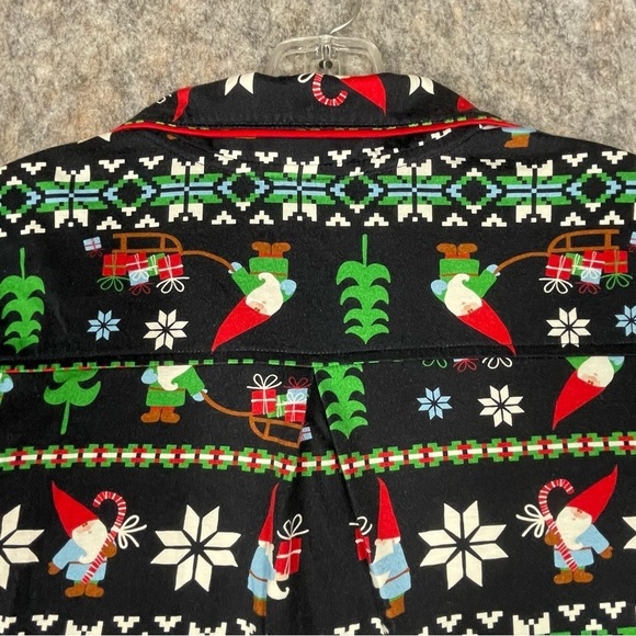 Hanna Anderson Christmas Gnome Sweet Gnome Cozy Flannel Button Up Pajama Top S - Picture 9 of 14